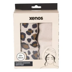 Xenos Handdoek tulband - panter - set van 2- Badkamer Accessoires|Kerstcadeaus