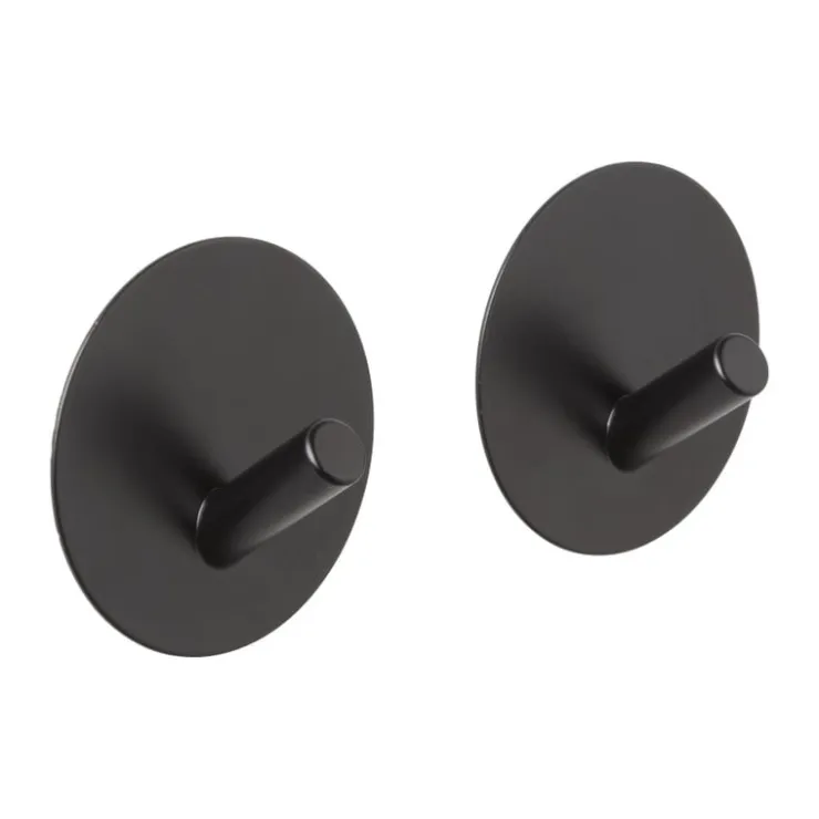 Xenos Handdoekhaken - zwart - set van 2- Badkamer Accessoires