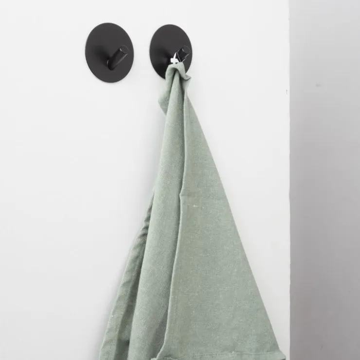 Xenos Handdoekhaken - zwart - set van 2- Badkamer Accessoires