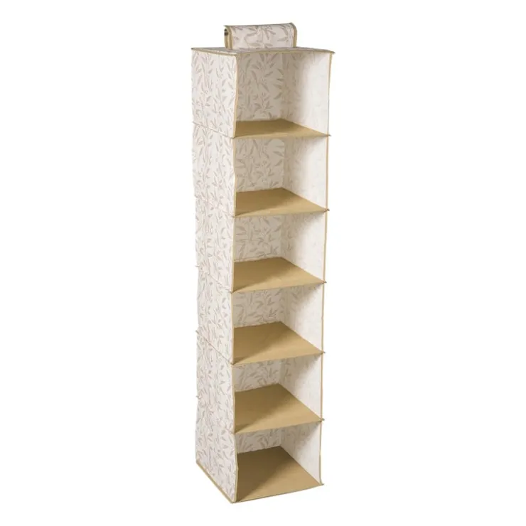 Xenos Hang organiser leafs met 6 vakken - bruin/beige - 125x30x30 cm- Opbergsystemen