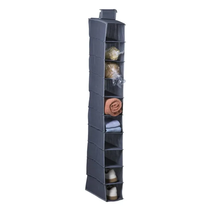 Xenos Hang organiser met 10 vakken - grijs - 154x34x6 cm- Opbergsystemen