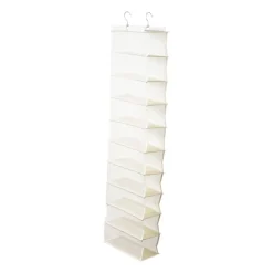 Xenos Hang organiser met 10 vakken - wit - 125x15x30 cm- Schoenenrek|Opbergsystemen