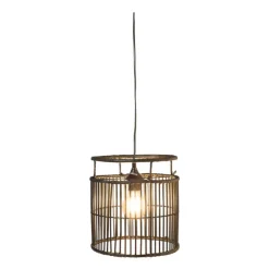 Xenos Hanglamp bamboe - zwart - ⌀28x33 cm- Hanglampen