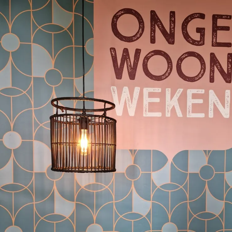 Xenos Hanglamp bamboe - zwart - ⌀28x33 cm- Hanglampen