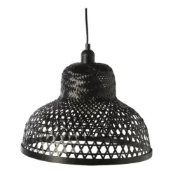 Xenos Hanglamp bamboe rond - zwart - ø35x24 cm- Hanglampen
