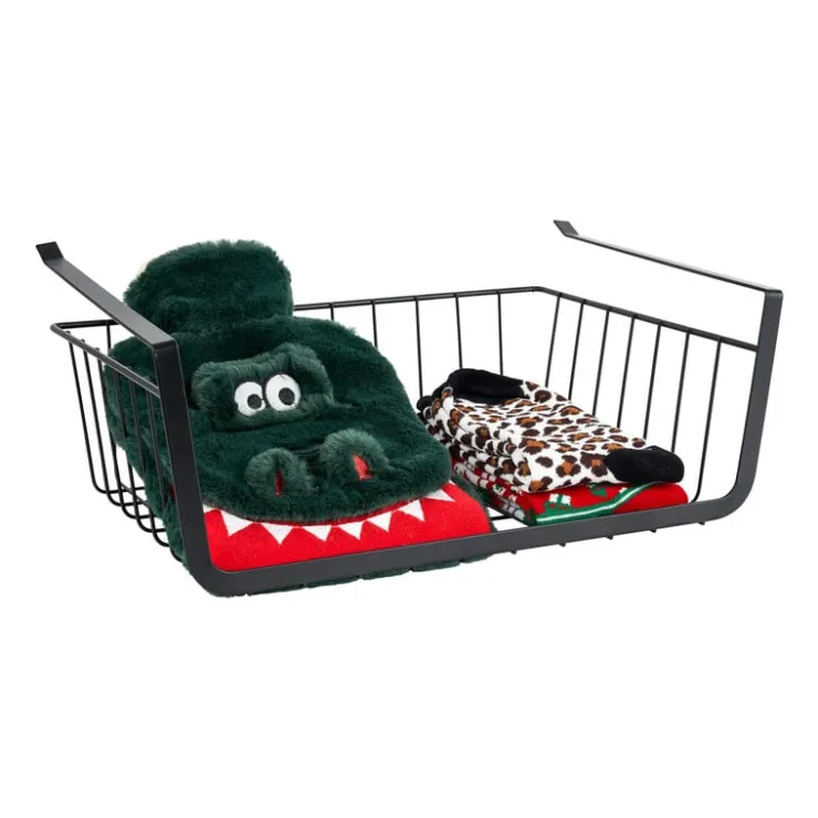Xenos Hangmand voor onder plank - zwart - 36x25x13 cm- Opbergbakken
