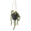 Xenos Hangplantje in pot - zwart - 9x9x70 cm- Kunstplanten