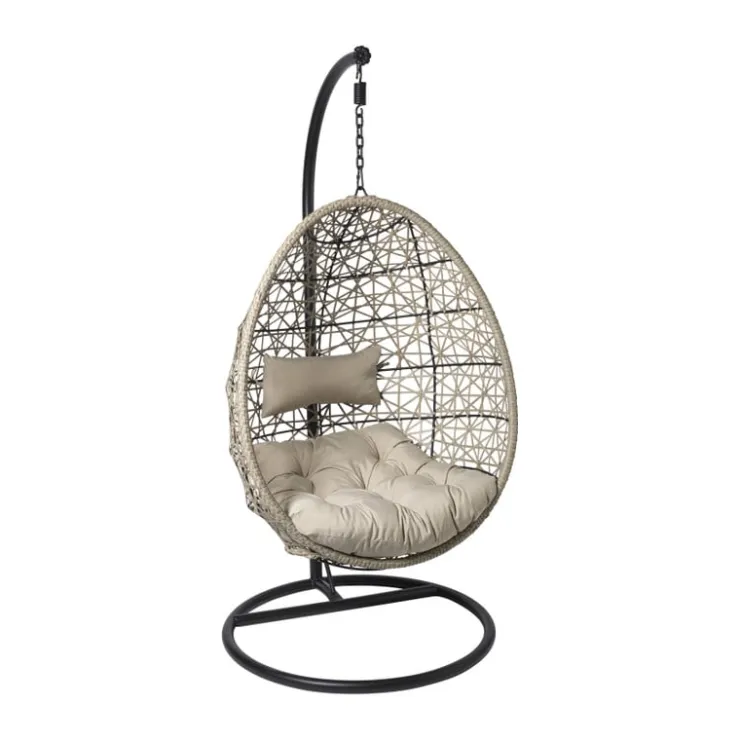 Xenos Hangstoel Hawaii met beige kussens - bruin - 196 cm- Hangstoelen
