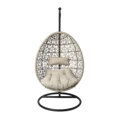 Xenos Hangstoel Hawaii met beige kussens - bruin - 196 cm- Hangstoelen