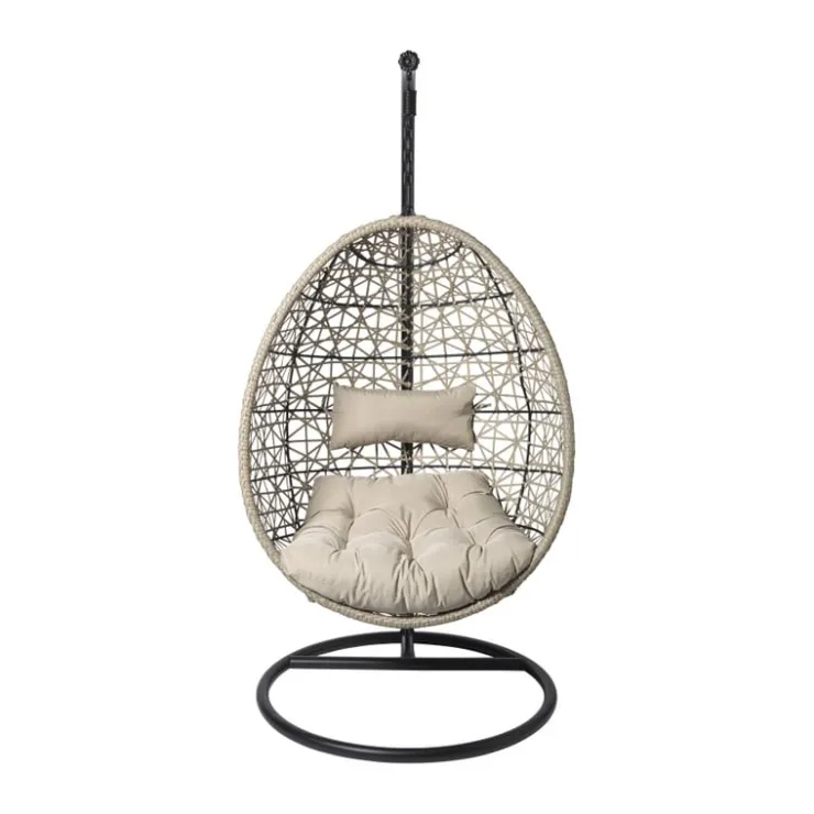 Xenos Hangstoel Hawaii met beige kussens - bruin - 196 cm- Hangstoelen