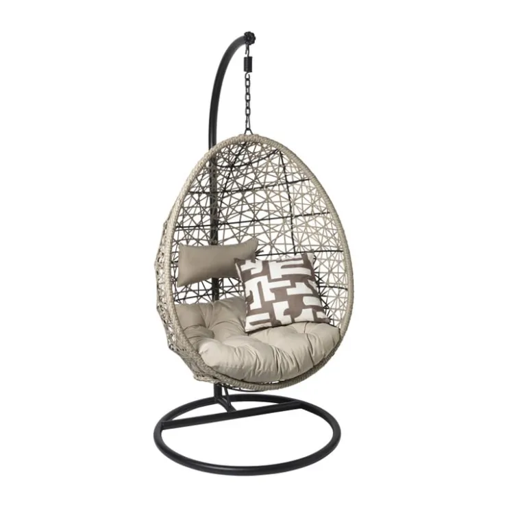 Xenos Hangstoel Hawaii met beige kussens - bruin - 196 cm- Hangstoelen