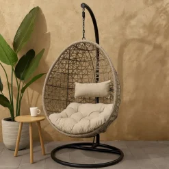 Xenos Hangstoel Hawaii met grjize kussens - bruin - 196 cm- Hangstoelen