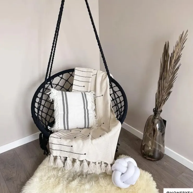 Xenos Hangstoel Knoet - zwart - ø80x100 cm- Hangstoelen