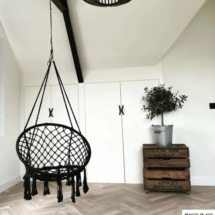 Xenos Hangstoel Knoet - zwart - ø80x100 cm- Hangstoelen