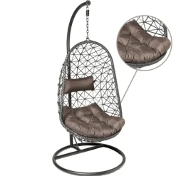 Xenos Hangstoel Mallorca met standaard - zwart - 125x83x67 cm- Hangstoelen