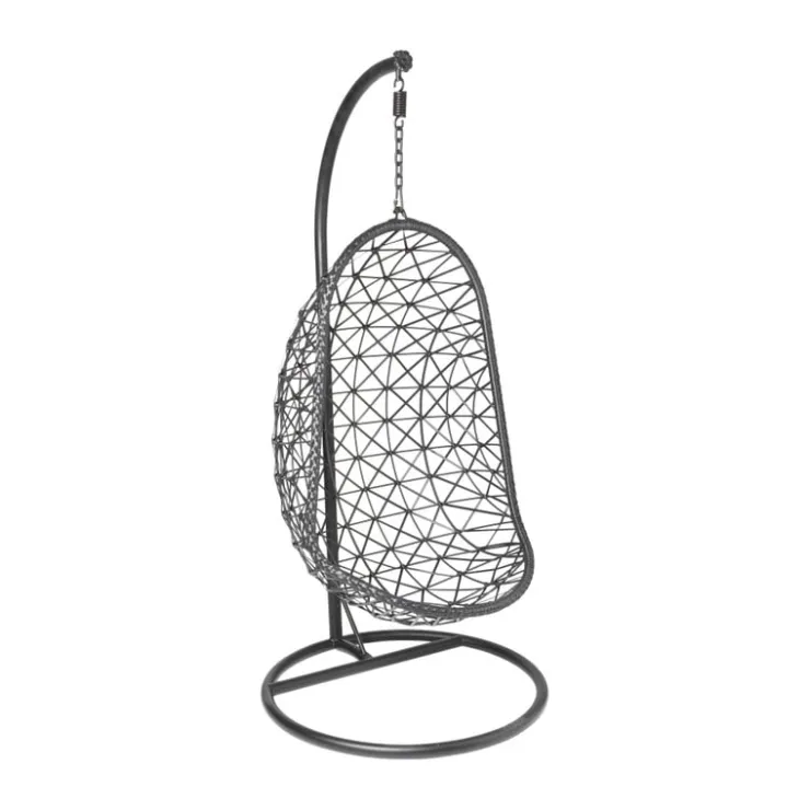 Xenos Hangstoel Mallorca met standaard - zwart - 125x83x67 cm- Hangstoelen