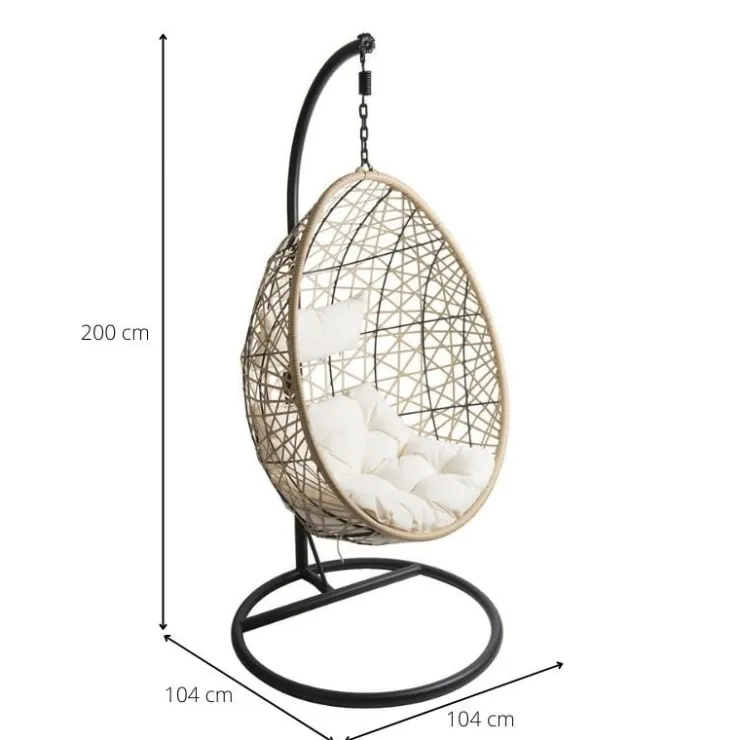 Xenos Hangstoel swing met standaard - naturel - ø104x200 cm- Hangstoelen