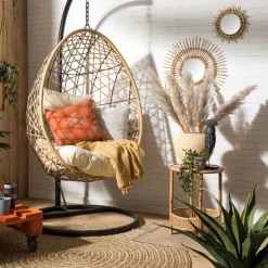 Xenos Hangstoel swing met standaard - naturel - ø104x200 cm- Hangstoelen