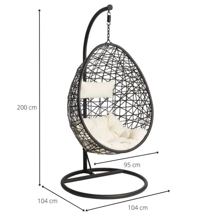 Xenos Hangstoel swing met standaard - zwart - ø104x200 cm- Hangstoelen