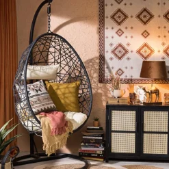 Xenos Hangstoel swing met standaard - zwart - ø104x200 cm- Hangstoelen