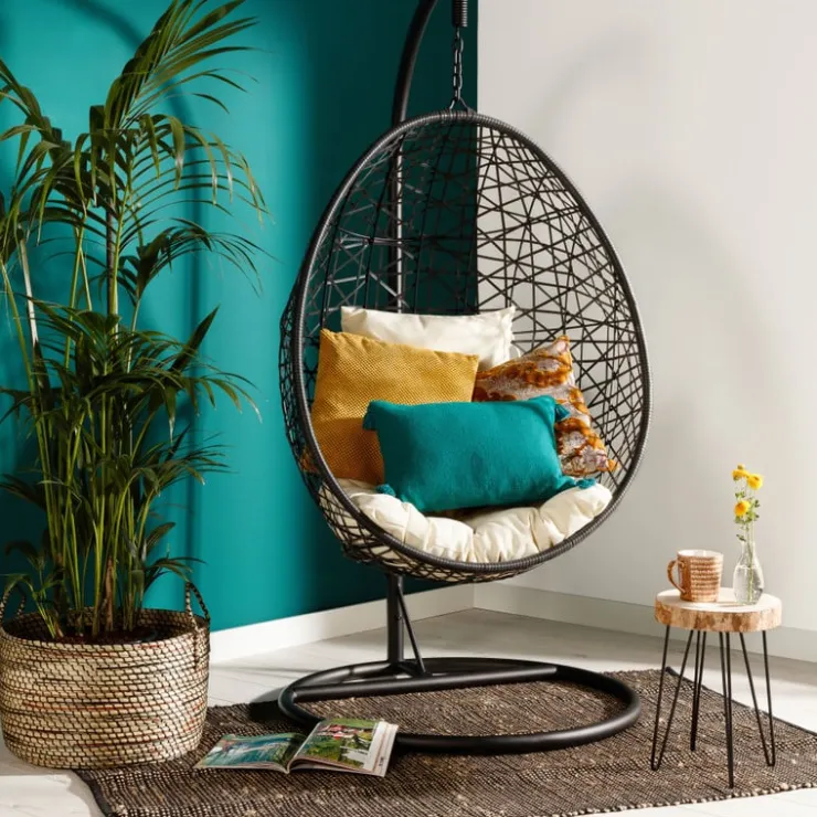 Xenos Hangstoel swing met standaard - zwart - ø104x200 cm- Hangstoelen