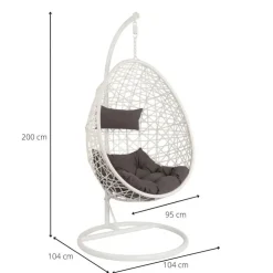 Xenos Hangstoel swing met standaard - wit - ø104x200 cm- Hangstoelen