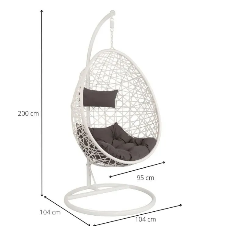 Xenos Hangstoel swing met standaard - wit - ø104x200 cm- Hangstoelen