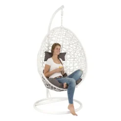Xenos Hangstoel swing met standaard - wit - ø104x200 cm- Hangstoelen