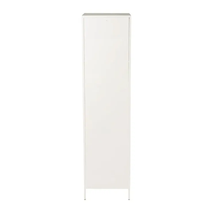 Xenos Hoge kast Luca met geribbeld glazen deurtje - offwhite - 160x42x40 cm- Kast Met Deuren