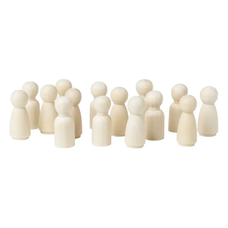 Xenos Houten kegelpoppen - set van 10 - 5.3 cm- Knutselspullen