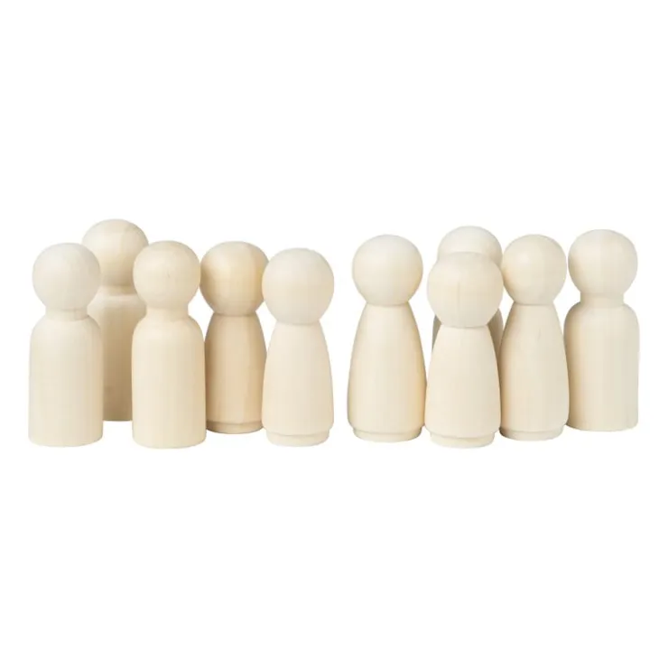 Xenos Houten kegelpoppen - set van 15 - 4.3 cm- Knutselspullen