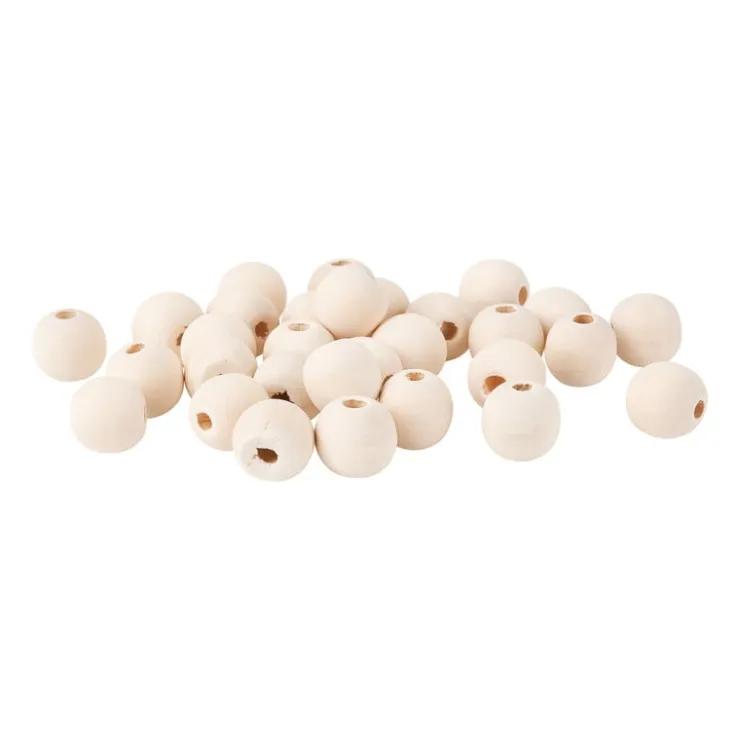 Xenos Houten kralen - naturel - 30 stuks- Knutselspullen
