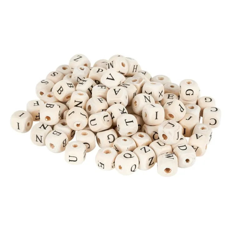 Xenos Houten kralen alfabet - naturel - circa 90 stuks- Knutselspullen