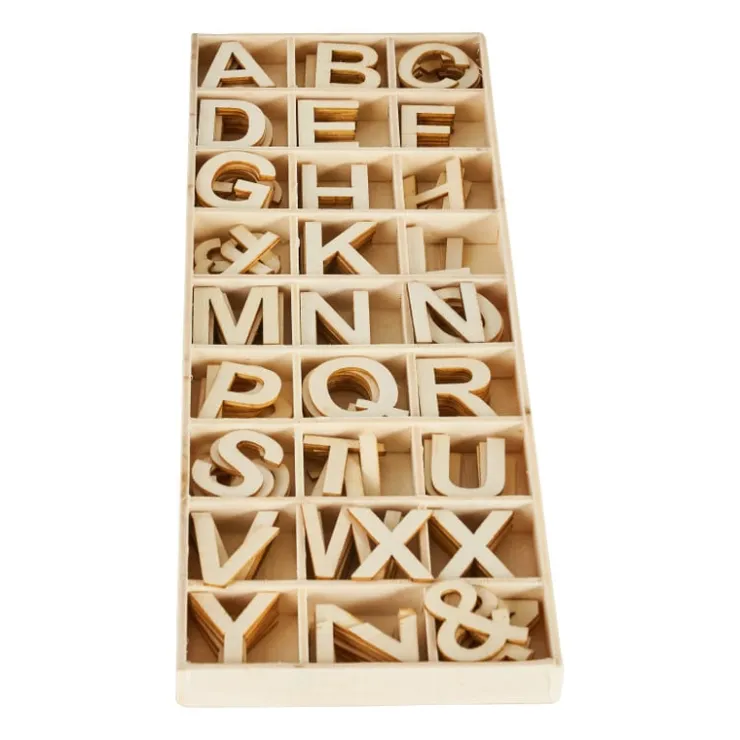 Xenos Houten letters in kistje - set van 162- Hobbyletters