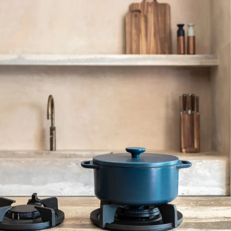 Hugo Kennis braadpan met deksel - gietijzer - blauw/zwart - ø24 cm- Pannen