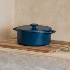 Hugo Kennis braadpan met deksel - gietijzer - blauw/zwart - ø24 cm- Pannen