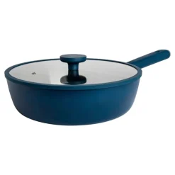 Hugo Kennis hapjespan met deksel - blauw/zwart - ø28x8 cm- Pannen