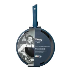 Hugo Kennis hapjespan met deksel - blauw/zwart - ø28x8 cm- Pannen