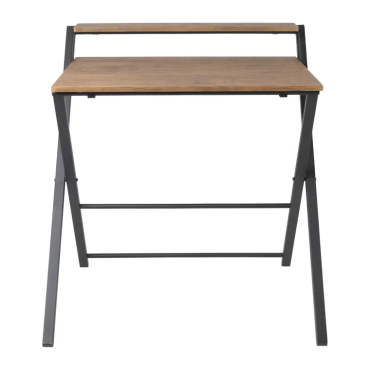Xenos Inklapbaar bureau Leon - bruin/zwart - 84.5x81.5x70 cm- Bureaus