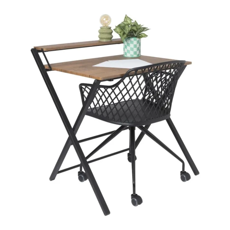 Xenos Inklapbaar bureau Leon - bruin/zwart - 84.5x81.5x70 cm- Bureaus