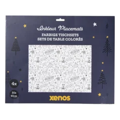 Xenos Inkleur placemat kerst - 40x30 cm - set van 4- Kerst Knutselen