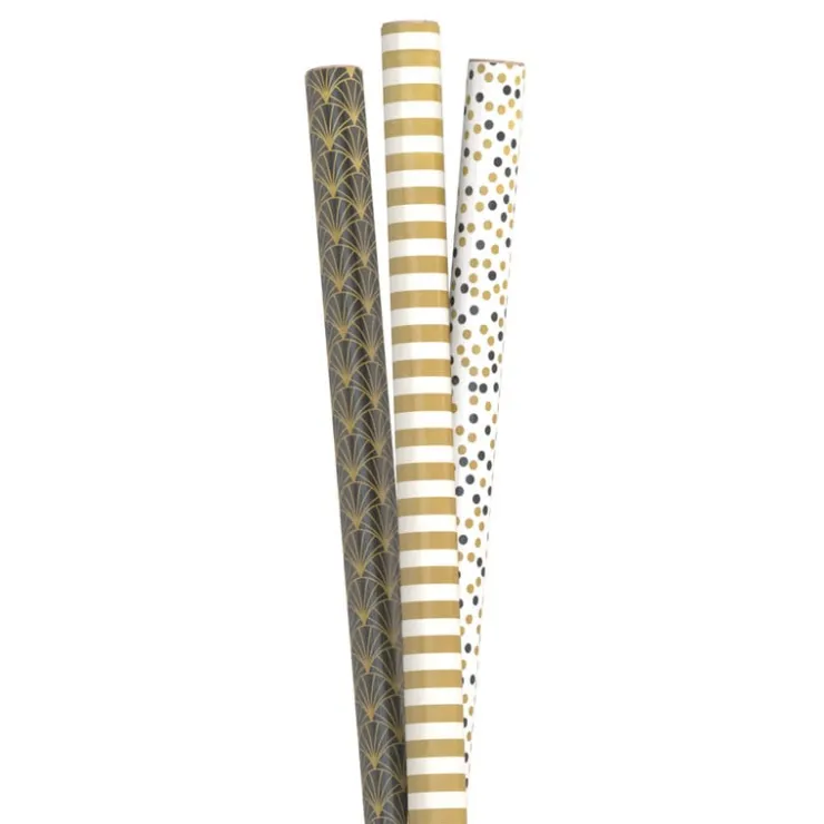 Xenos Inpakpapier goud metaal - diverse varianten - 70x200 cm- Inpakpapier
