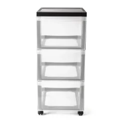 Iris ladesysteem met wieltjes - 3 lades - zwart - 61x39x29 cm- Opbergsystemen