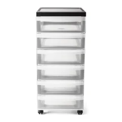Iris ladesysteem met wieltjes - 6 lades - zwart - 62x40x29 cm- Opbergsystemen