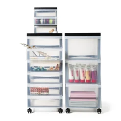 Iris ladesysteem met wieltjes - 6 lades - zwart - 62x40x29 cm- Opbergsystemen