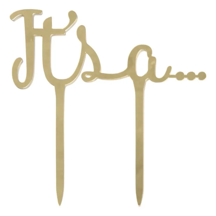 Xenos It's a… caketopper - goud- Babyshower