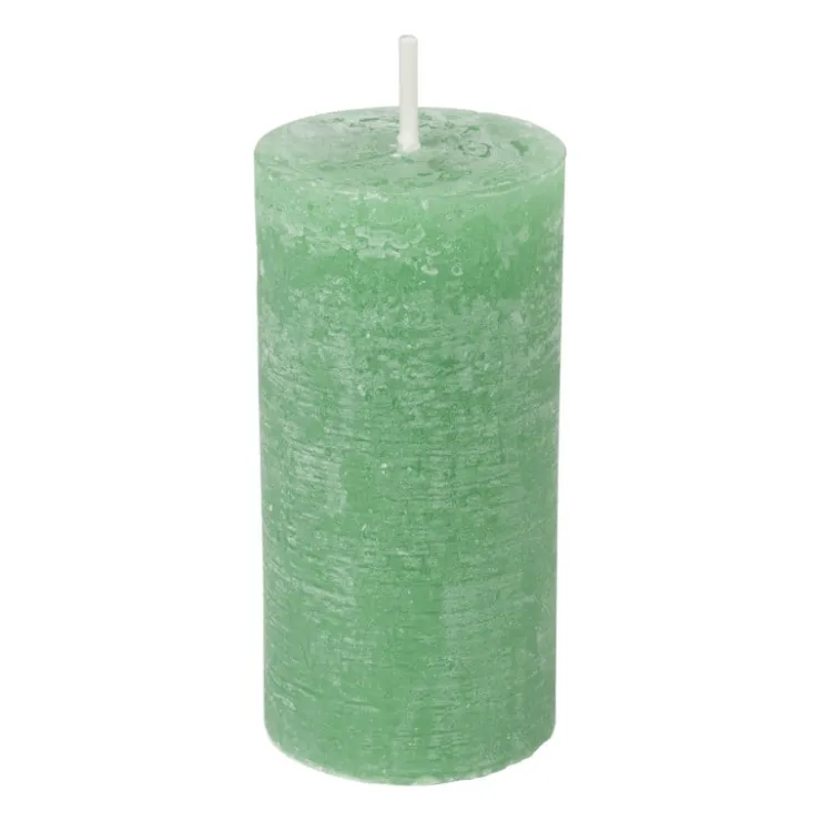 Xenos Kaars rustiek - appel groen - ø5x10 cm- Stompkaarsen