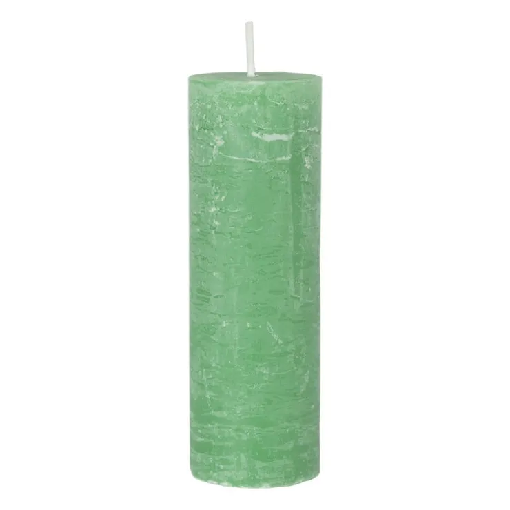 Xenos Kaars rustiek - appel groen - ø5x15 cm- Stompkaarsen