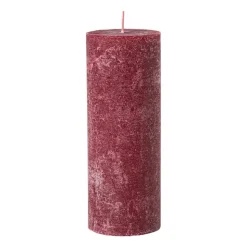 Xenos Kaars rustiek - bordeauxrood - ø7x18 cm- Kerstcadeaus|Stompkaarsen