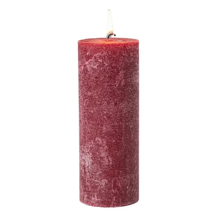 Xenos Kaars rustiek - bordeauxrood - ø7x18 cm- Kerstcadeaus|Stompkaarsen